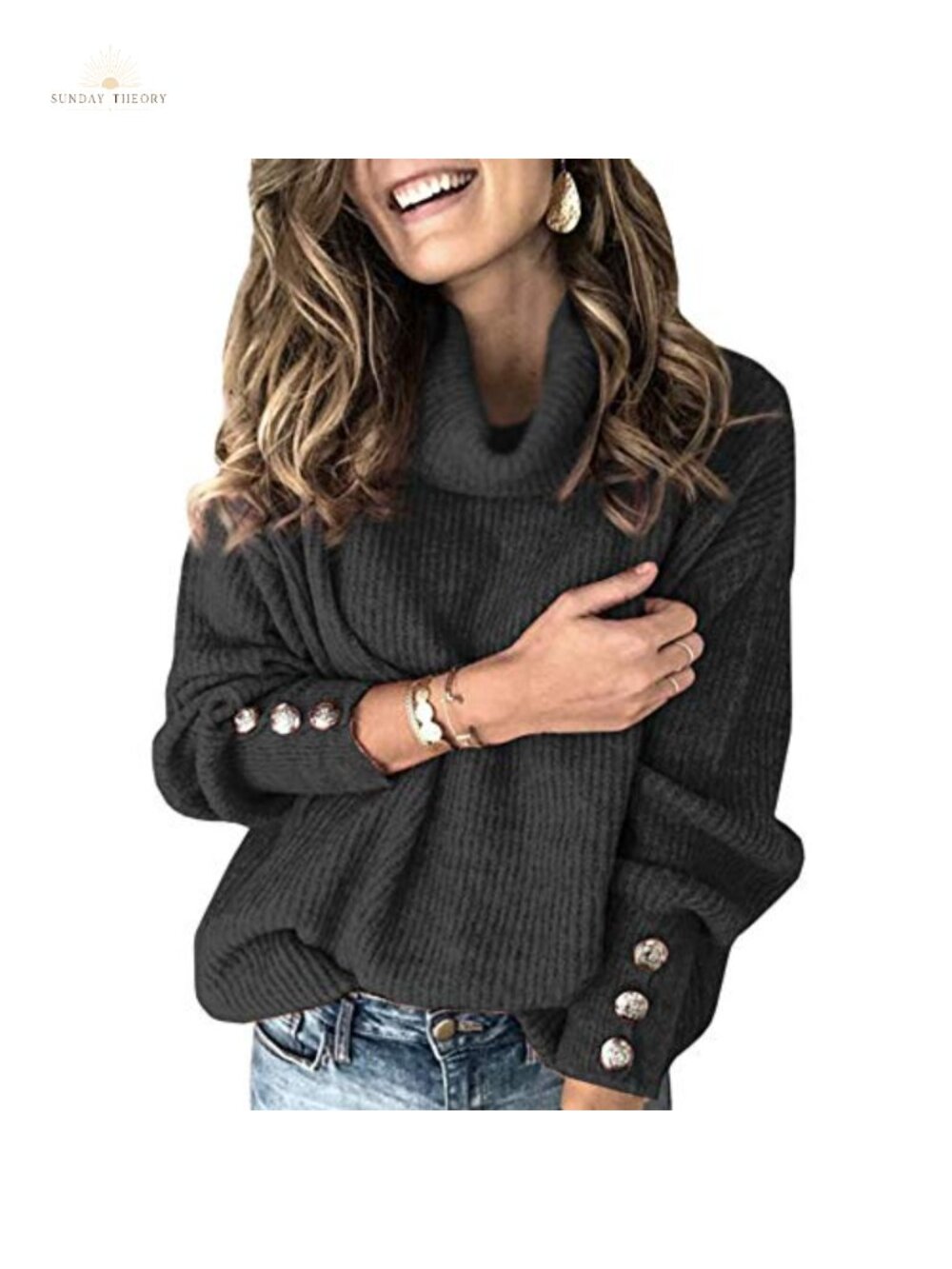 Womens Oversized Cowl Neck Slouchy Knit Pullover Sweater